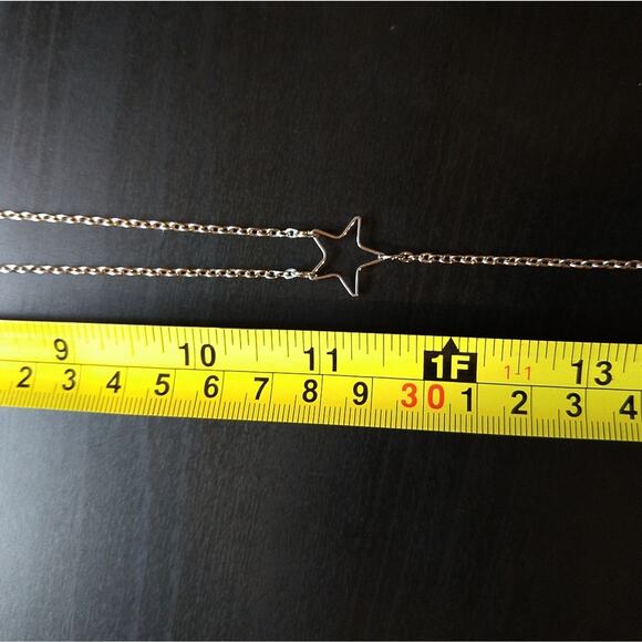 Silver Star Lariat Necklace 18k white gold plated metal T&J Designs minimalist - Picture 9 of 14